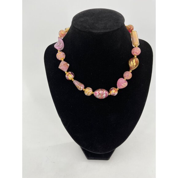 Stauer Rosa Murano Glass Beaded Necklace & Earrings Set With Gold Accents parure - Picture 2 of 16